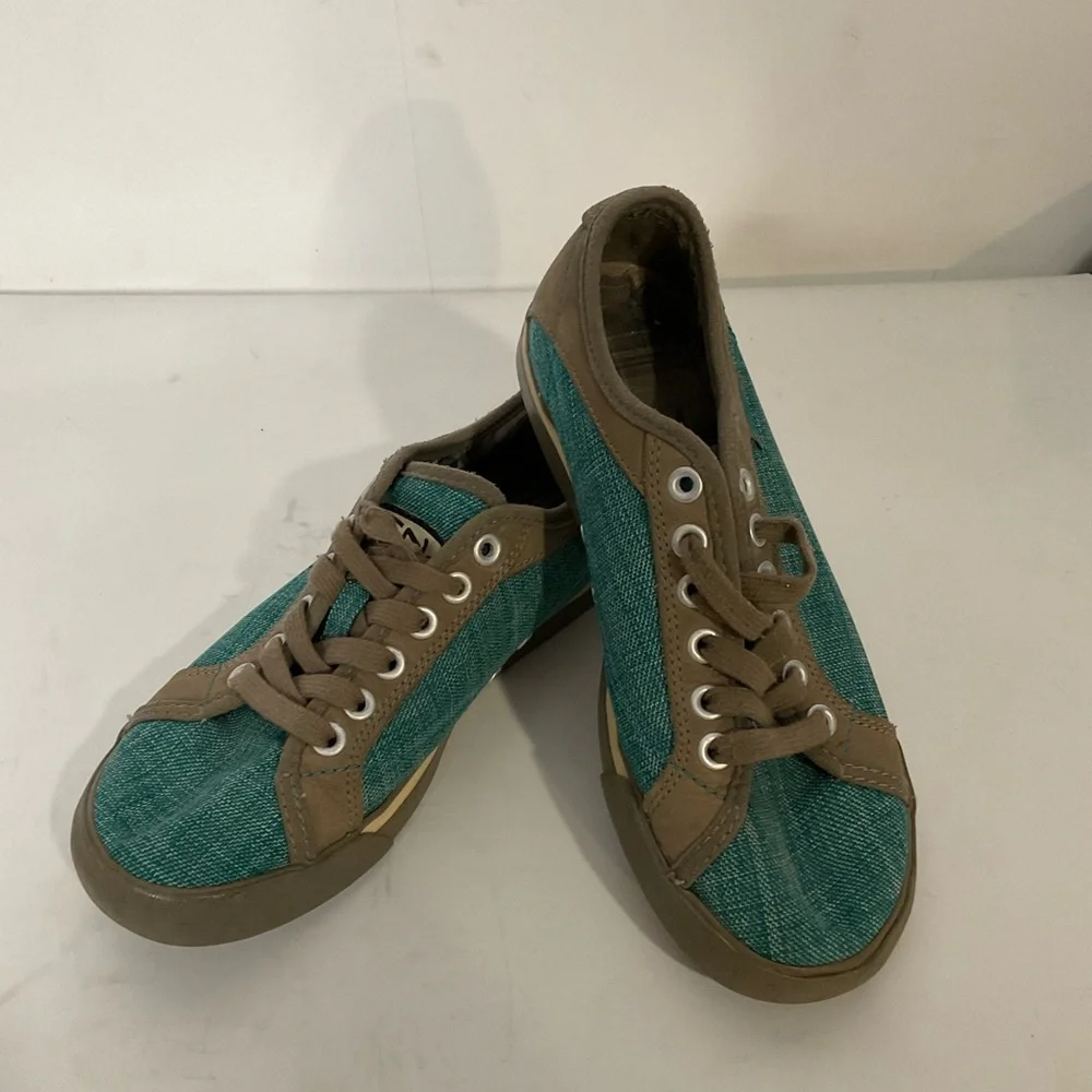 KEEN Arcata Teal & Brown Canvas Lace-Up Sneakers